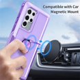 thumbnail image 5 of SaniMore for Samsung Galaxy S23 Ultra Multi-Functional Case, 3-Layer Protection Magnetic Cover Support Car Mount & 360° Rotatable Ring Kickstand Full Body Shockproof Protective Shell, Purple, 5 of 7