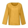 thumbnail image 3 of IROINNID Long Sleeve Pullover Shirt for Women Cotton Shirts for Women Comfortable Solid Color Tops d Loose Cotton And Linen Loose Shirt Blouse Round Neck Tops,Yellow, 3 of 7
