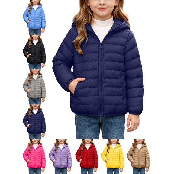 Nugftut Girls Jacket Cute Bear Ears Hooded Winter Down Coats for Kids Lightweight Warm Puffer Jacket Size 14-15