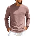 thumbnail image 4 of Bxsruta Mens Long Sleeve Crewneck Shirt Waffle Knit Front Pocket Casual Tee Vacation Beach Top, 4 of 6