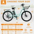 thumbnail image 6 of Lilypelle Electric Bike for Women Adults, Peak 700W Motor 20MPH, 50 Miles Electric Cruiser Bike with 36V 10.4Ah Battery, 7-Speed Electric Bicycle, 26" Tires and Front Fork Suspension, 6 of 11