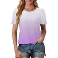 thumbnail image 4 of JMKQLZ Women's Spring/Summer Gradient Round Neck Sleeve Short Sleeve Top T-shirt, 4 of 7