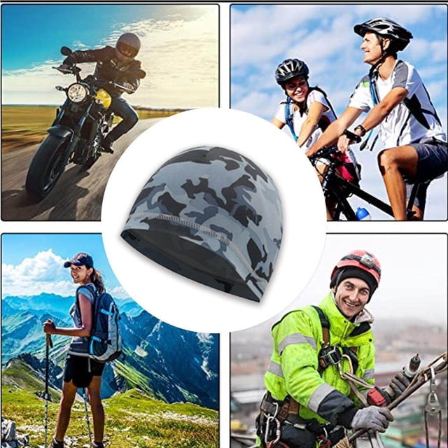 Cooling Skull Caps Mesh Fabric Wind-proof Fashion Sun Protection Flower Print Cycling Breathable Elastic Helmet Liner camouflage grey