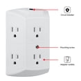 GE 6-Outlet Wall Adapter, Reset Button, Wide Spaced Outlets, 56575