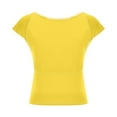 thumbnail image 5 of SYMOID Womens New Round Neck Backless Solid Color Close - fitting Casual T - shirt for Home Wear,Yellow,Size L, 5 of 7