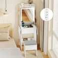 thumbnail image 2 of Costway Vanity Desk with Mirror & Lights, Stool, 2 Drop Leaf Tables, Charging Station White, 2 of 10