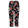 thumbnail image 5 of YDFCWXW Womens Capri Leggings Floral Print High Waist Lifting Capris Comfy Stretch Tummy Control Cropped Yoga Pant Black, L, 5 of 6