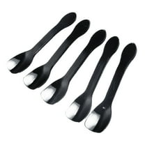 Qumonin 100 Pack Black Plastic Serving Spoons - Heavy Duty & BPA-Free