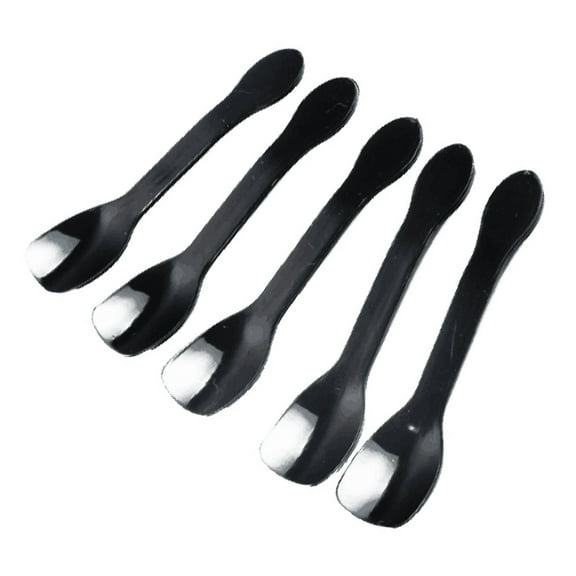 Qumonin 100 Pack Black Plastic Serving Spoons - Heavy Duty & BPA-Free