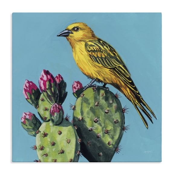 Stupell Industries Yellow Bird on Cacti Bloom Canvas Wall Art, design by Kate Jarvik Birch