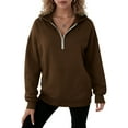thumbnail image 5 of idosla Womens Hoodies Fleece Fall Fashion Outfits Workout Sweatshirts Y2k Winter Zip Up Jackets Oversized Tops Clothes 2025 (Brown, L), 5 of 9