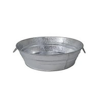 3 gal Hot Dipped Steel Low Flat Tub, Silver