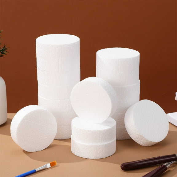 SEWOART 18Pcs White Round Foam Discs Multi Purpose Craft Foam Plates for Decoration Projects