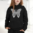 thumbnail image 2 of Telankuip Hoodies for Teen Girls Trendy Large Butterflies Graphic Preppy Kid's Sweatshirts Casual Loose Fit Comfort Long Sleeve Hooded Pullover Tops with Pocket Black 8-9 Years, 2 of 4