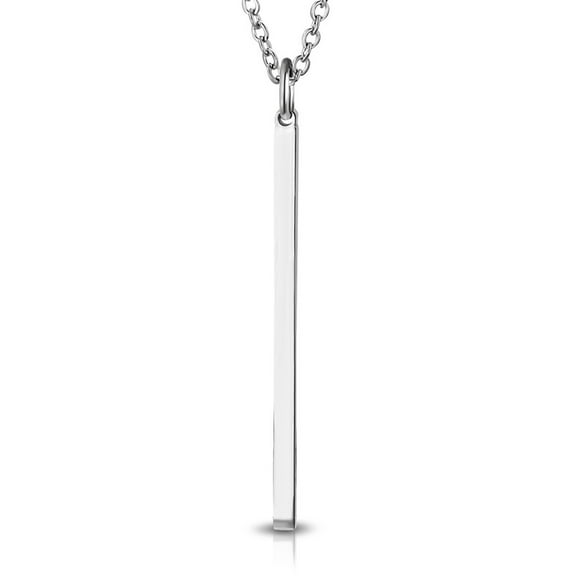 Stainless Steel Minimalist Long Bar Charm Link Chain Necklace Pendant