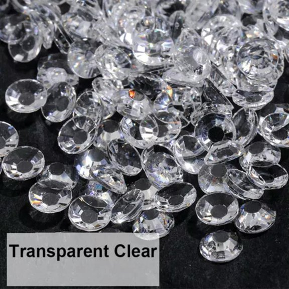 EOEMY 2000 Crystal Acrylic Faceted Round Flatback Rhinestone Glue On Gems 3mm 12Ss-Transparent Clear