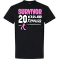 thumbnail image 3 of Inktastic Breast Cancer Survivor 20 Years and Running with Pink Ribbon T-Shirt, 3 of 5