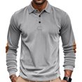 thumbnail image 2 of ZVAVZ Corduroy Polos Shirts for Men Textured Long Sleeve Golf Shirt Business Casual Work Collared Tops Gray S, 2 of 7