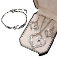 thumbnail image 3 of Clearance Jewelry Sets! YOHOME Double Heart Bracelet Necklace Earrings Set Silver, 3 of 3