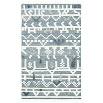 SAFAVIEH Casablanca Eric Geometric Wool Area Rug, Blue/Ivory, 5' x 8'