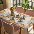 thumbnail image 3 of Geometric Flower Table Cloths for 4 Foot Rectangle Tables, Vintage Country Floral Orange Grey on Linen Patio Waterproof Elastic Fitted Tablecloths, Washable Rectangular Table Cover for Camping, 3 of 8
