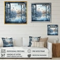 thumbnail image 4 of Designart "Winter Lake View from Window" Landscapes Framed Wall Art - Blue Winter Landscape Entryway Framed Wall Art, 4 of 6