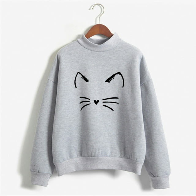 Meichang Womens Sweatshirt Mock Neck Long Sleeve Lounge Pullover Cute Print Soft Sweatshirts Oversized Loose Solid Color Sweat Shirts