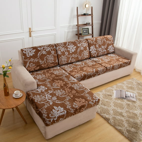 KBOOK Stretch Plush Printed Sofa Seat Cushion Cover Elastic Geometric Sofa Seat Slipcover Furniture Protector Home Decor