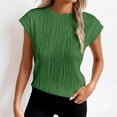 thumbnail image 3 of T Shirts for Women 2026 Summer Short Sleeve Crewneck Jacquard Loose Dressy Casual Tshirt Blouse, 3 of 6