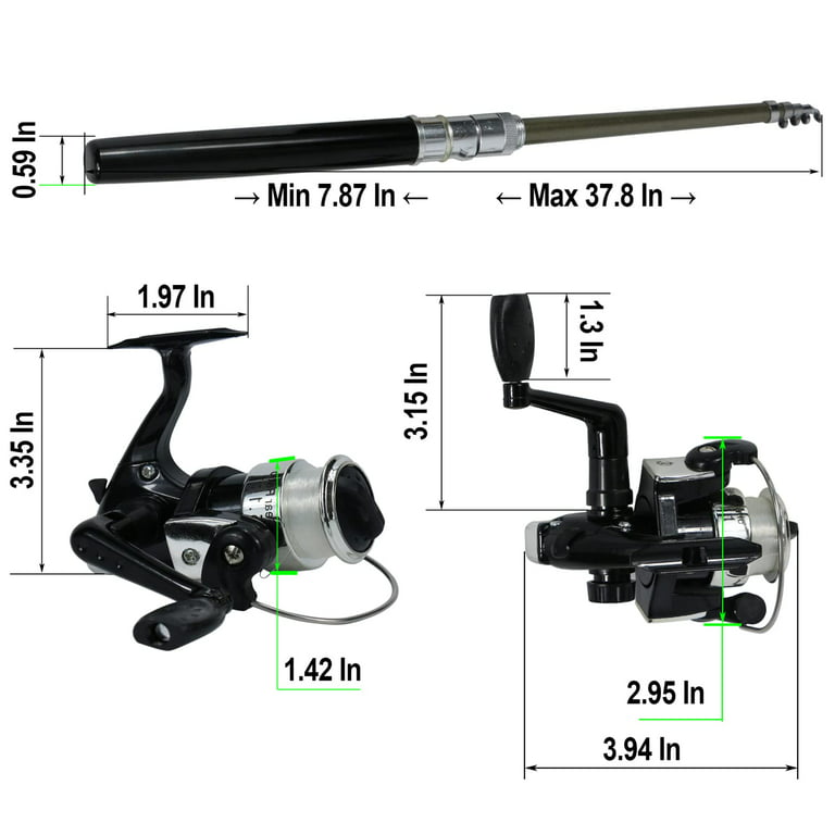 Jatzed Fishing Rod Reel Combo Set Premium Mini Pocket Collapsible Fishing  Pole Kit Telescopic Fishing Rod + Spinning Reel Combo Kit 