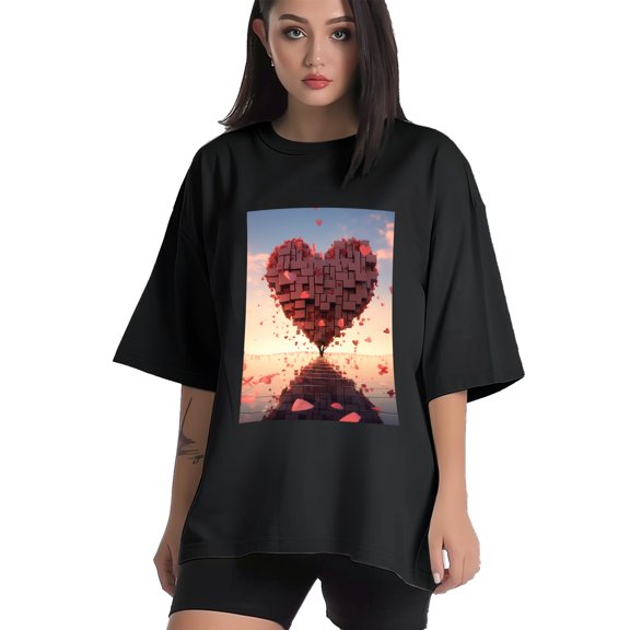 Plus Size Shirt for Women Black Tops for Women Short Sleeves Shirt for Women Valentine's Day (17) T Shirt Crewneck Shirt for Women XS