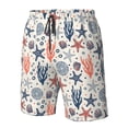 thumbnail image 4 of Susaid Starfish Shell Print Men's Swim Trunks Hawaiian Bathing Mesh Lining Suit Swimsuits Beach Shorts with Pockets-Medium, 4 of 6