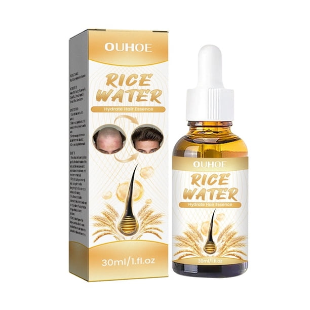 Suero y aceite de agua de arroz - Acondicionador natural sin enjuague para un cabello más fuerte, grueso y largo - Hidratante y nutritivo para cabello seco y dañado (30 ml)