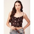 thumbnail image 7 of Moomaya Printed Velvet Crop Tops For Women Adjustable Spaghetti Straps Sweetheart Neck Crop Top, 7 of 7