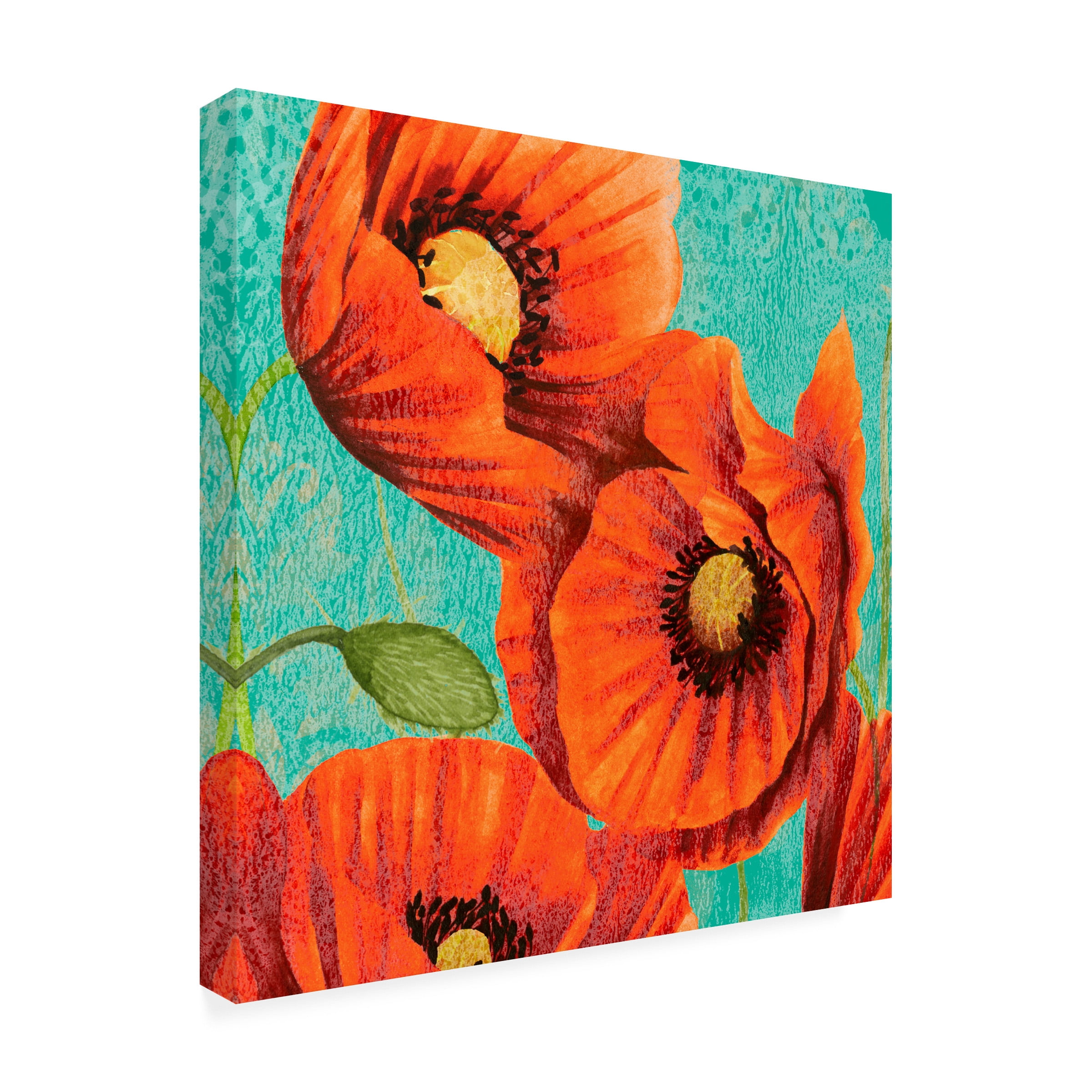 Studio W 'Red Poppies on Teal II' Canvas Art