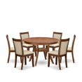 thumbnail image 7 of Luxe by East West Furniture 7 Pc Dining Set consists of a Pedestal Kitchen and 6   Chairs with Padded  Walnut-Color:Light Beige, 7 of 7