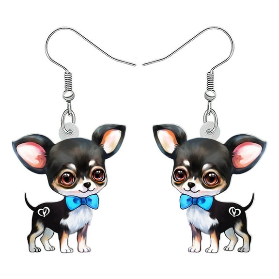 Acrylic Cute Bow Tie Chihuahua Earrings Pets Puppy Charm Dangle Jewelry For Women Dog Lovers Gifts