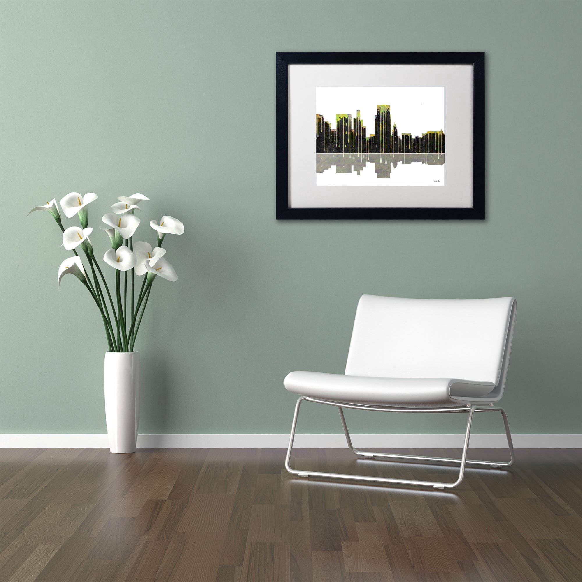 Trademark Fine Art "Boise Idaho Skyline II" Canvas Art by Marlene Watson White Mat, Black Frame