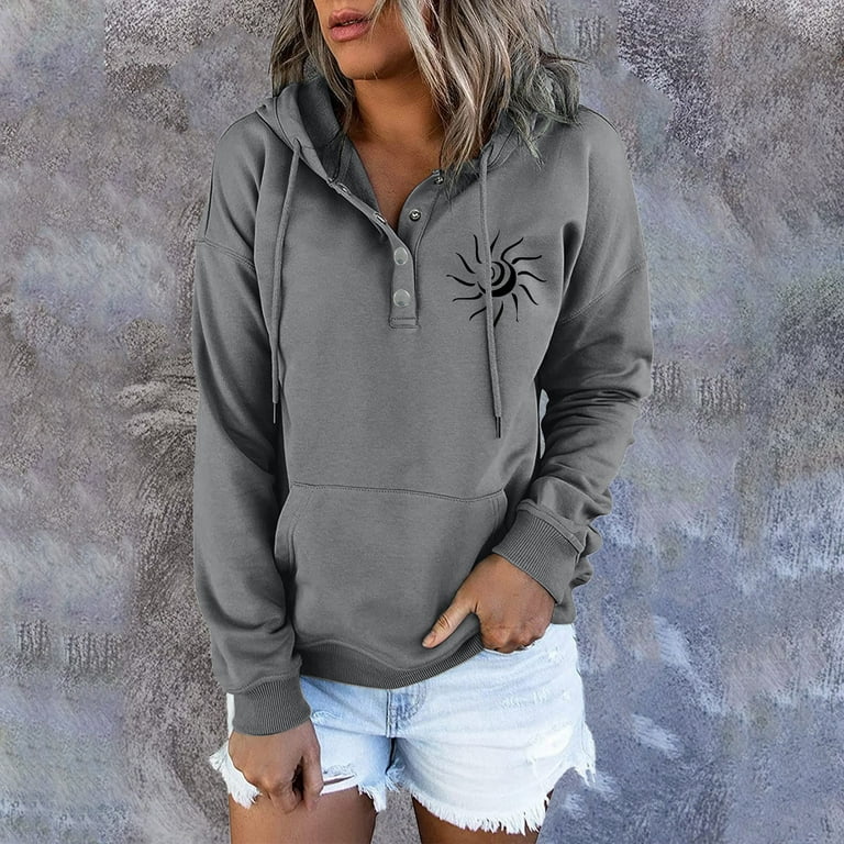 HSMQHJWE Women'S Graphic Sweatshirts Hoodie Women Soft Womens Sweatshirts  Long Sleeve Hoodie Pullover Casual Button Top Hoodie Zip Up Sweater 