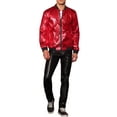 thumbnail image 2 of Chaqueta Holográfica INSPIRE CHIC para hombres, chaqueta bomber brillante con cremallera, varsity roja, talla XL, 2 of 4
