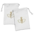 thumbnail image 1 of Alchemy Fabric Pouch Set of 2, Monochrome Design Winged Heart with Flourish Abstract Crown Illustration, Drawstring Bag for Toiletries Masks and Favors, 9" x 6", Persian Orange White, by Ambesonne, 1 of 2