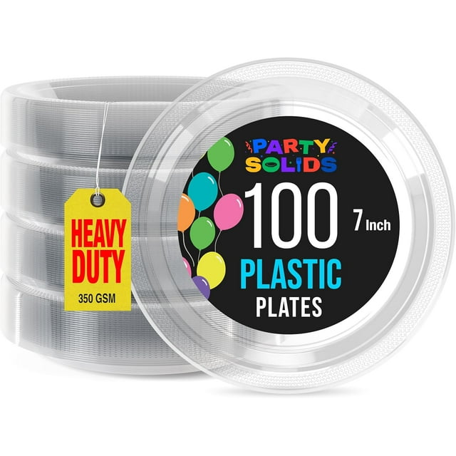 Assiettes en Plastique Transparent Exquises Jetables Assiettes de Souper en Plastique de 7 Pouces 100 Pcs Assiettes Jetables Transparentes Assiettes en Plastique pour Fête Assiettes Jetables Robustes 350 G/m2 Assiettes Transparentes pour Fête.