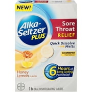 Alka-Seltzer Plus Sore Throat Relief Quick Dissolve Melt, Honey Lemon, 16ct