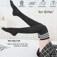 thumbnail image 5 of Lian LifeStyle Big Girls' Women's 4 Pairs Over Knee High Thigh High Cotton Socks Size L/XL(Black) 4p1c1, 5 of 6