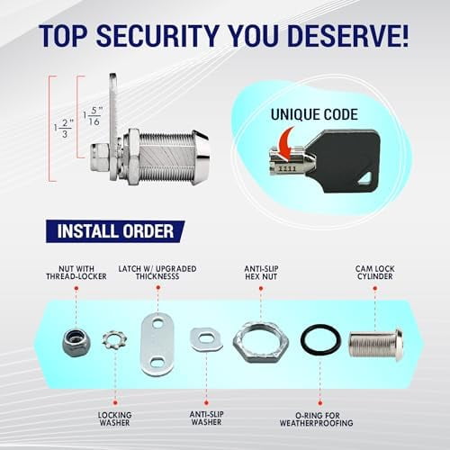 LATCH.IT 10-Pack RV Storage Locks 5/8" | 100% Metal Cam Lock for Cabinets, Toolboxes & RV Storage Doors | 20 Keys Included | RV Compartment Locks | Check Fitment Image Before Purchasing
