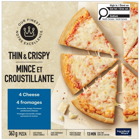 Our Finest Thin & Crispy 4 Cheese Pizza, 380 g
