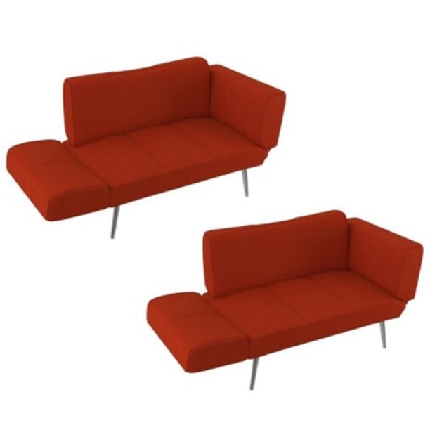 Home Square 2 Piece Upholstered Futon Set with Magazine Storage in