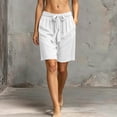 thumbnail image 4 of Cagogo Women's Drawstring Loose Shorts Summer Casual Flowy Beach Shorts Elastic Waist Comfy Lounge Trousers Fashion Beachwear Clothes, White L, 4 of 5