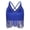 Blue, variant on Women Salsa Latin Dance Top V-Neck Sleeveless Fringe Crop Top for Performance Competition Black S