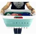 thumbnail image 6 of 42L (11 gallon) Collapsible Plastic Laundry Basket - Foldable Pop Up Storage Container/Organizer - Space Saving Hamper/Basket (1, White/Celadon Green), 6 of 14